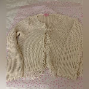 Lilly Pulitzer open cardigan w/ fringe US Med Excellent pre-owned condition